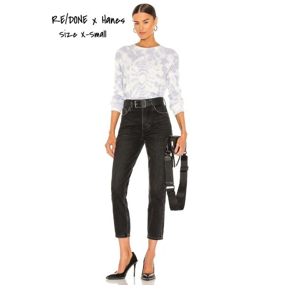 Re/Done x Hanes Long-sleeved thermal Top tie-dye Crewneck Size XS New With Tag - Picture 1 of 7